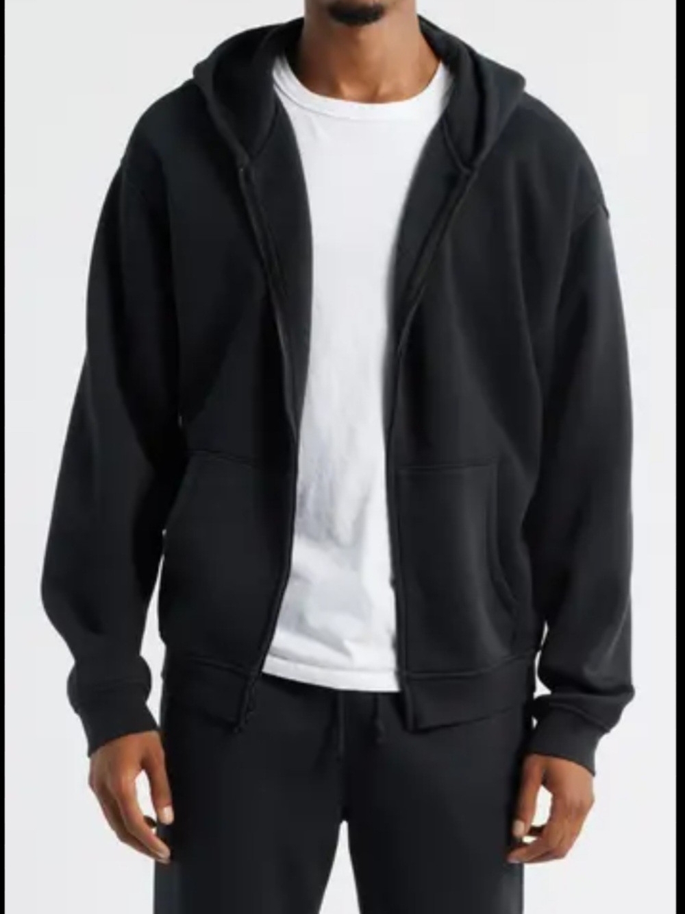 Skims Black Fleece Lounge Zip Hoodie